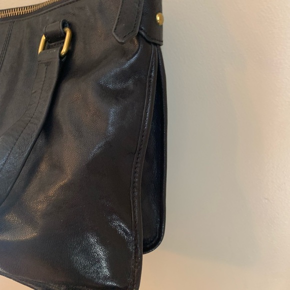 Fossil Becca Crossbody Satchel Bag Leather Black Brass crossbody Handbag - Picture 10 of 12